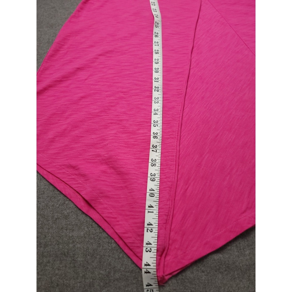 Habitat Dress Womens Sz M Hot Pink Cotton Sleeveless Wrap Neck Asymmetrical Midi - Picture 6 of 9